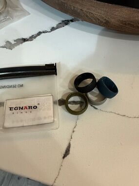 EGNARO men's or woman's Silicone Ring Set - Black, Blue, Olive, Gray size 9
